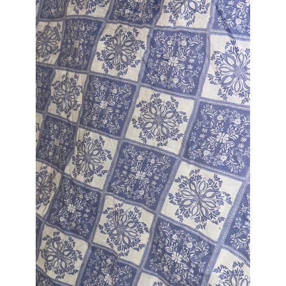 Joie Blue White Tile Floral Organic Cotton Pajama Set Shorts Shirt Large - Picture 6 of 6